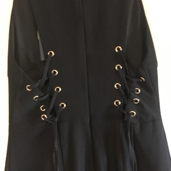 NWT Fitted Dress Maxi C. Luce Laceup Black Bodycon Sleeveless High Neck - Picture 3 of 7